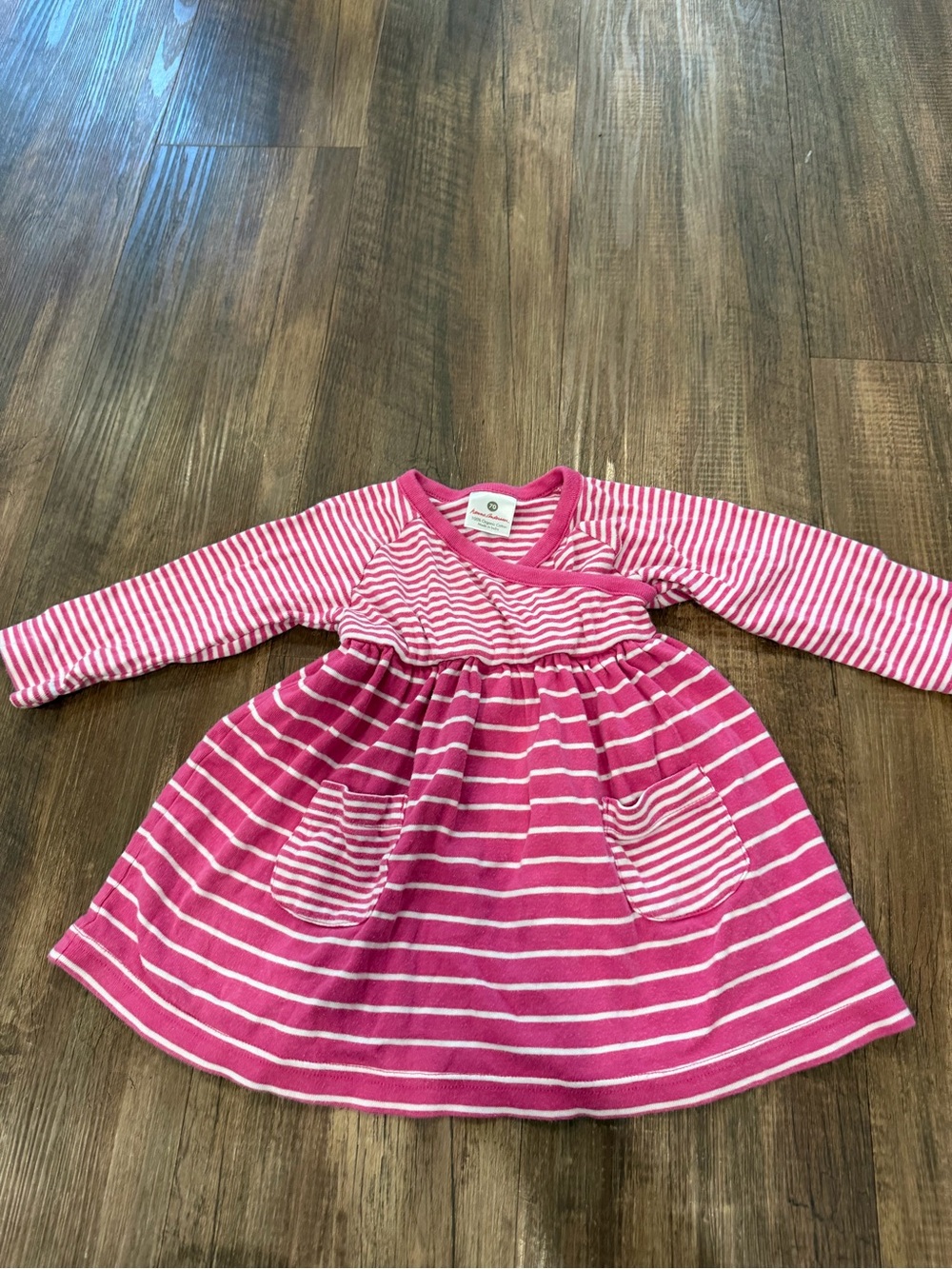 Hanna Andersson Hot Pink and White Striped Long-Sleeve Dress